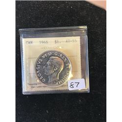 1946 CANADA SILVER DOLLAR! ICCS GRADED AU-55 KEY DATE!