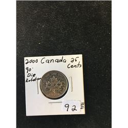 2000 CANADA PRIDE 25 CENTS! RARE DIE ROTATION!