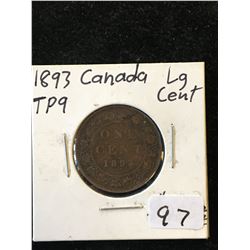 1893(TP9) CANADA LARGE CENT! RARE TRIPLE PUNCHED 9!