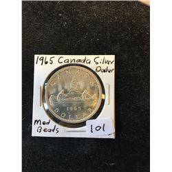 1965 (MED BEADS)CANADA SILVER DOLLAR!