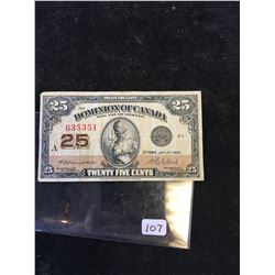 1923 DOMINION OF CANADA SHINPLASTER!