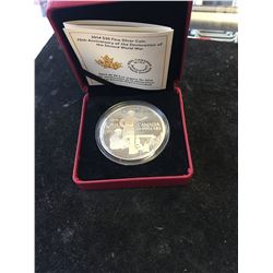2014 CANADA $30 FINE SILVER COIN! 75th ANNIVERSARY OF DECLARATION OF WWII!