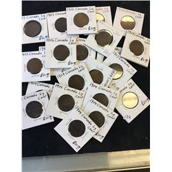 CANADA EDWARD VII LARGE CENTS LOT OF 22 COINS!