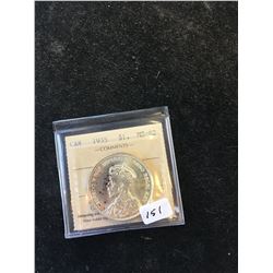 1935 CANADA SILVER DOLLAR! ICCS GRADED MS-62