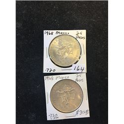 1968 MEXICO OLYMPIC  25 PESOS LOT OF 2 COINS!