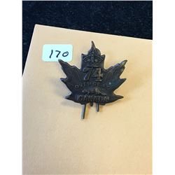 WWI CANADA 74th OVERSEAS BATTALION COLLAR TAG