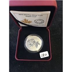 2015 CANADA $10 FINE SILVER COIN! MAPLE LEAF