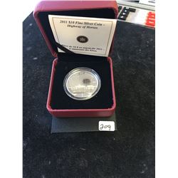 2011 CANADA $10 FINE SILVER COIN! HIGHWAY OF HEROES!