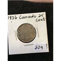 1936 (DOT) CANADA 25 CENTS!