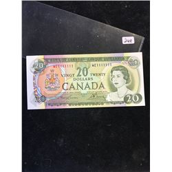 1969 BANK OF CANADA $20 SOLID #1111111 RADAR NOTE! GEM UNC!!