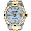 Image 2 : Rolex Mens 2 Tone 14K Mother Of Pearl Diamond & Sapphire Datejust Wristwatch