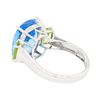 Image 3 : 10.16 ctw Blue Topaz and Peridot Ring - 14KT White Gold