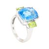 Image 4 : 10.16 ctw Blue Topaz and Peridot Ring - 14KT White Gold
