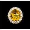 Image 2 : 14KT Yellow Gold 6.17 ctw Citrine and Diamond Ring