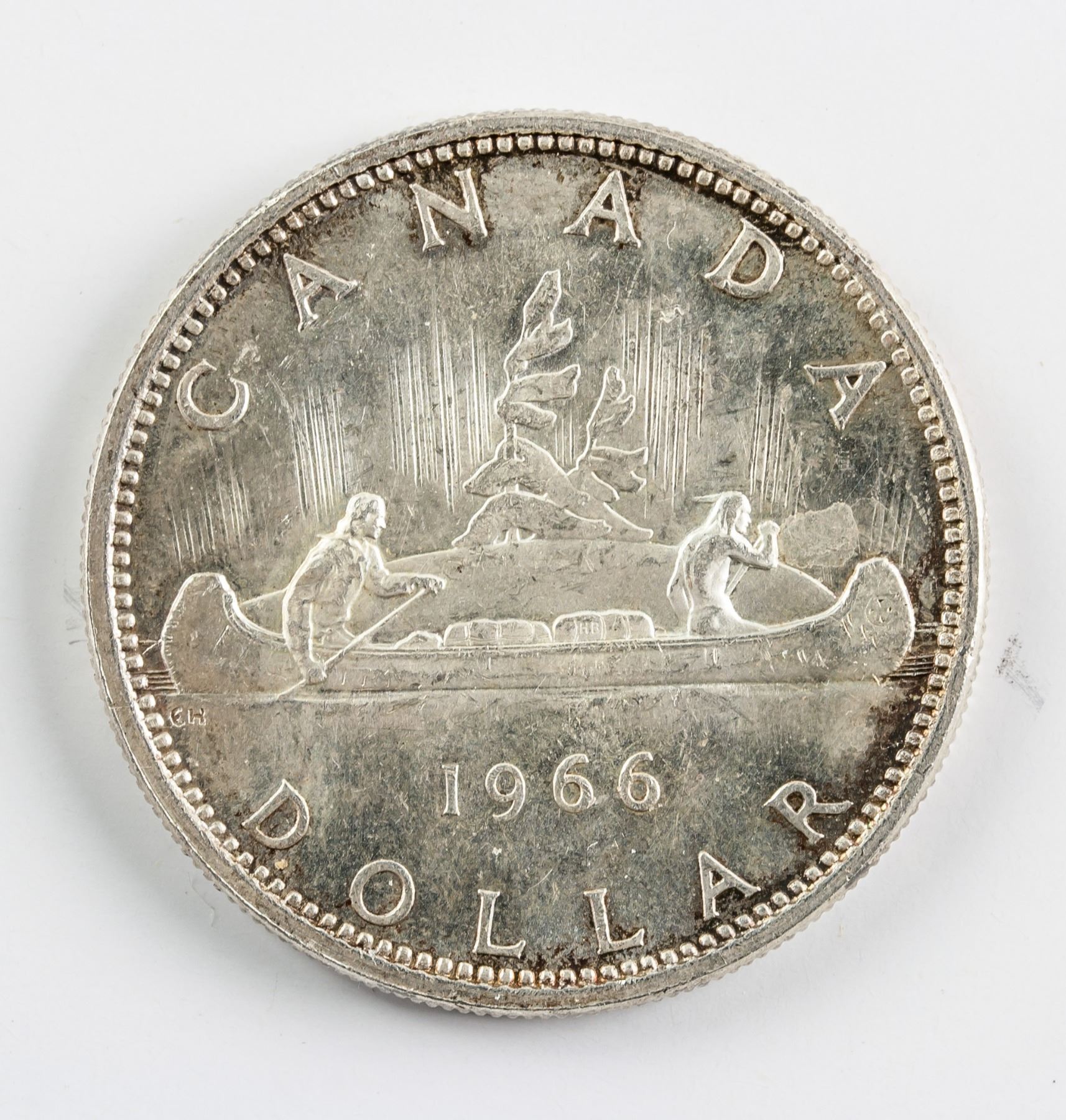1966 Canadian Silver Dollar Coin Small Bead KM64 1966 Canadian Silver Dollar Coin Small Bead KM64