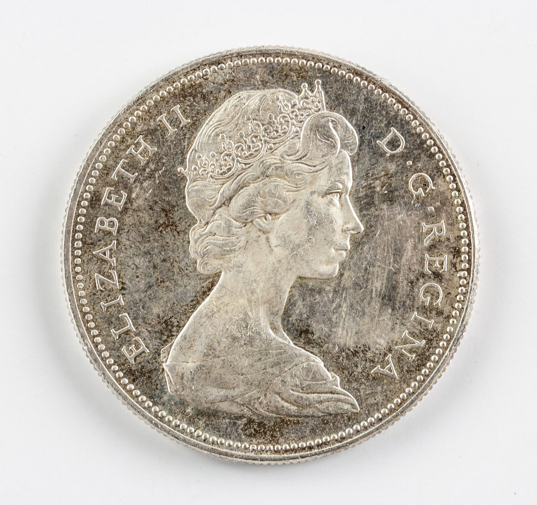 1966 Canadian Silver Dollar Coin Small Bead KM64 1966 Canadian Silver Dollar Coin Small Bead KM64
