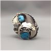 Image 7 : Vintage Turquoise and Bear Claw Ring