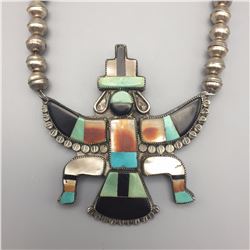 Great Zuni Inlay Knifewing Necklace
