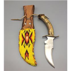 Handmade Apache Beaded Knife Sheath with Knife