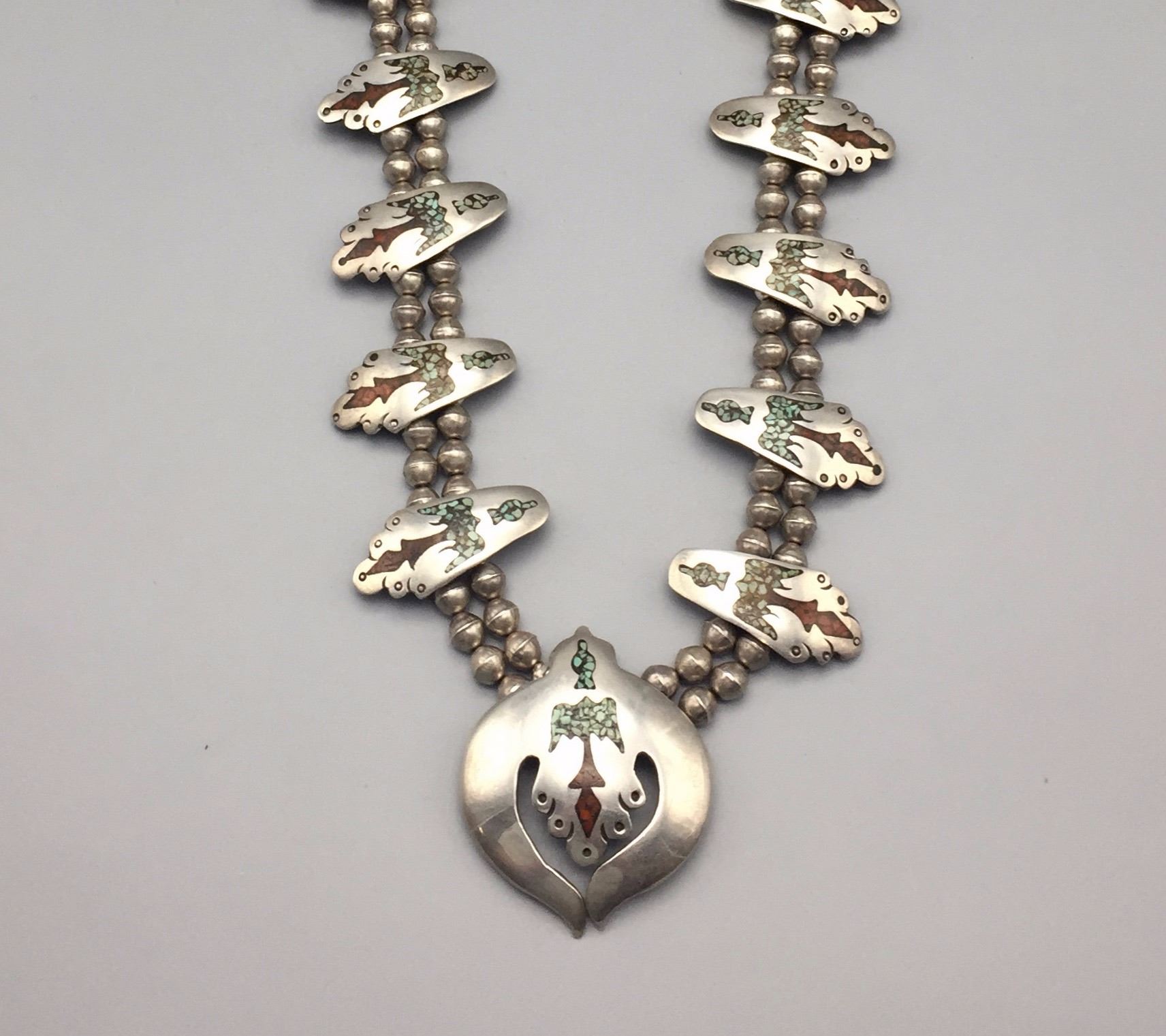 Vintage Unique Squash Blossom Style Necklace