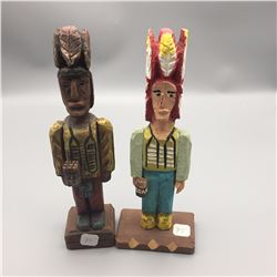 Pair of Miniature Cigar Store Wooden Indians