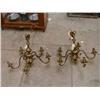 Image 1 : A pair of Victorian style brass five-branch chandeliers, H 46cms...