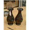 Image 1 : A pair of 19th century Japanese cold-painted bronze baluster vases, H 23cms...