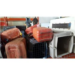 TWO PET CARRIERS AND GAS CANS