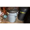 Image 1 : LARGE PLASTIC GARBAGE CAN AND 3 SMALL GARBAGE CANS