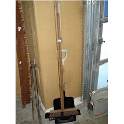 2 SHOVELS RAKE AND BROOM