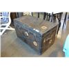 Image 2 : ANTIQUE 1941 METAL AND LEATHER BOUND TRUNK