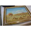Image 3 : SIGNED WATER COLOR AND OIL CANVAS OF WHEAT IN FIELDS