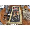 Image 3 : CARVED AFRICAN FIGURES SMALL DRUM AND UGANDA TAPESTRY