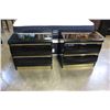 Image 1 : PAIR OF BLACK LAQUER 2 DRAWER NIGHTSTANDS