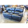 Image 1 : BLACK LEATHER ROCKING RECLINING LOVE SEAT WITH CENTER CONSOLE