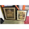 Image 1 : FRAMED CHARCOAL ANIMAL PICTURE AND EARLY PORTRAIT