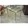 Image 2 : BRASS AND GLASS NESTING END TABLE SET