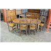 Image 2 : CARVED ANTIQUE CRANK DINGING TABLE W/ CRANK AND 2 LEAFS W/ 6 CHAIRS