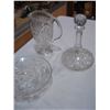 Image 2 : PIN WHEEL CRYSTAL DECANTER WATER JUG AND FOOTED BOWL
