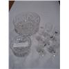 Image 1 : PINWHEEL CRYSTAL FOOTED BOWL, PEDASTAL DISH AND GLASSES