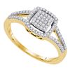 Image 1 : 0.25 CTW Diamond Square Cluster Split-shank Ring 10KT Yellow Gold - REF-25N4F