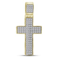0.25 CTW Mens Diamond Cross Charm Pendant 10KT Yellow Gold - REF-26X9Y