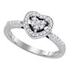 Image 1 : 0.25 CTW Diamond Simple Heart Halo Ring 10KT White Gold - REF-25X4Y