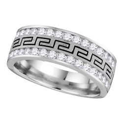 0.50 CTW Mens Diamond Grecco Wedding Anniversary Ring 14k White Gold - REF-67Y4X