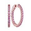Image 1 : 2.25 CTW Pink Sapphire In/Out Hoop Earrings 14KT Rose Gold - REF-71H9M