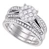 Image 1 : 1 CTW Princess Diamond Soleil Bridal Engagement Ring 14KT White Gold - REF-146H9M
