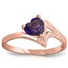 Genuine 0.75 ctw Amethyst Ring Jewelry 14KT Rose Gold - REF-35W9Y
