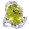 Image 1 : Natural 11.23 ctw lemon-quartz & Diamond Engagement Ring 14K White Gold - REF-98W7K