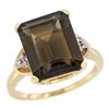 Natural 5.44 ctw smoky-topaz & Diamond Engagement Ring 10K Yellow Gold - REF-32M2H
