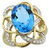 Natural 5.59 ctw swiss-blue-topaz & Diamond Engagement Ring 14K Yellow Gold - REF-59H6W
